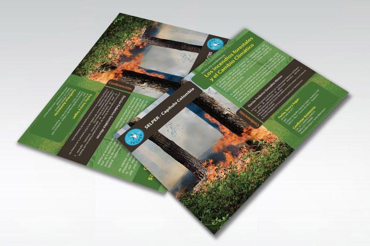 Diseño de Flyer - Conferencia sobre Incendios y Cambio Climático - Selper Capítulo Colombia