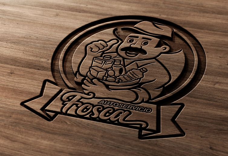 Diseño Logotipo - Autoservicio Fosca - Tallado en Madera