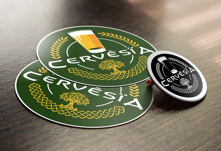 Diseño Logotipo - Cervêsïa - Posavasos y Pin