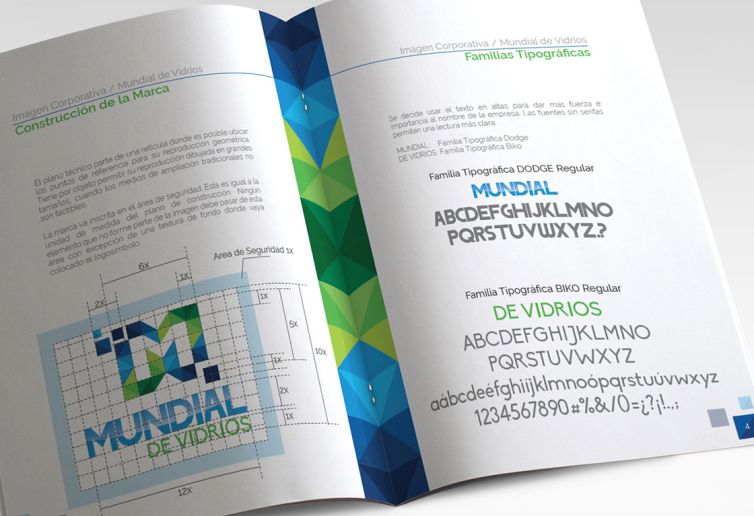 Diseño Logotipo - Mundial de Vidrios - Manual de Imagen Corporativa