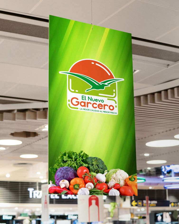 Diseño Logotipo - Supermercados El Nuevo Garcero - Pendón Colgante