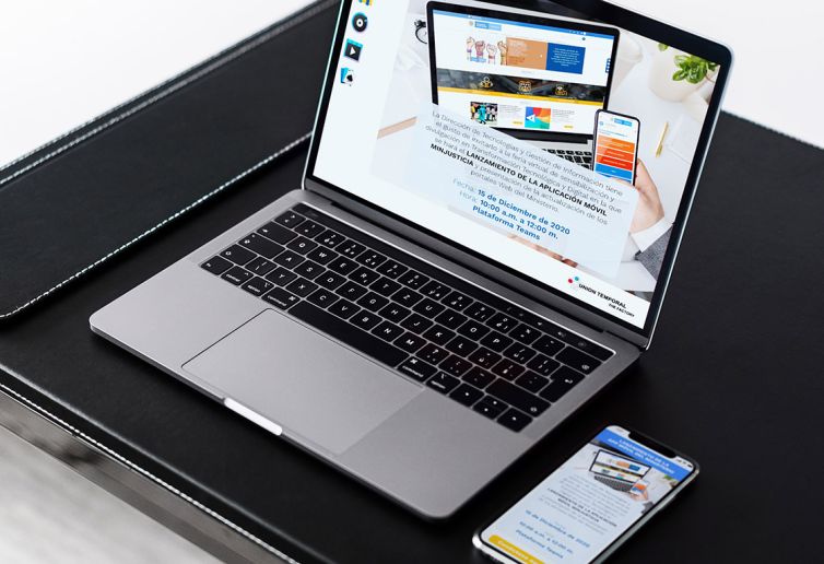 Diseño Piezas Comunicativas - Lanzamiento Portal y App Móvil - MinJusticia - Papel Tapiz y Mailing